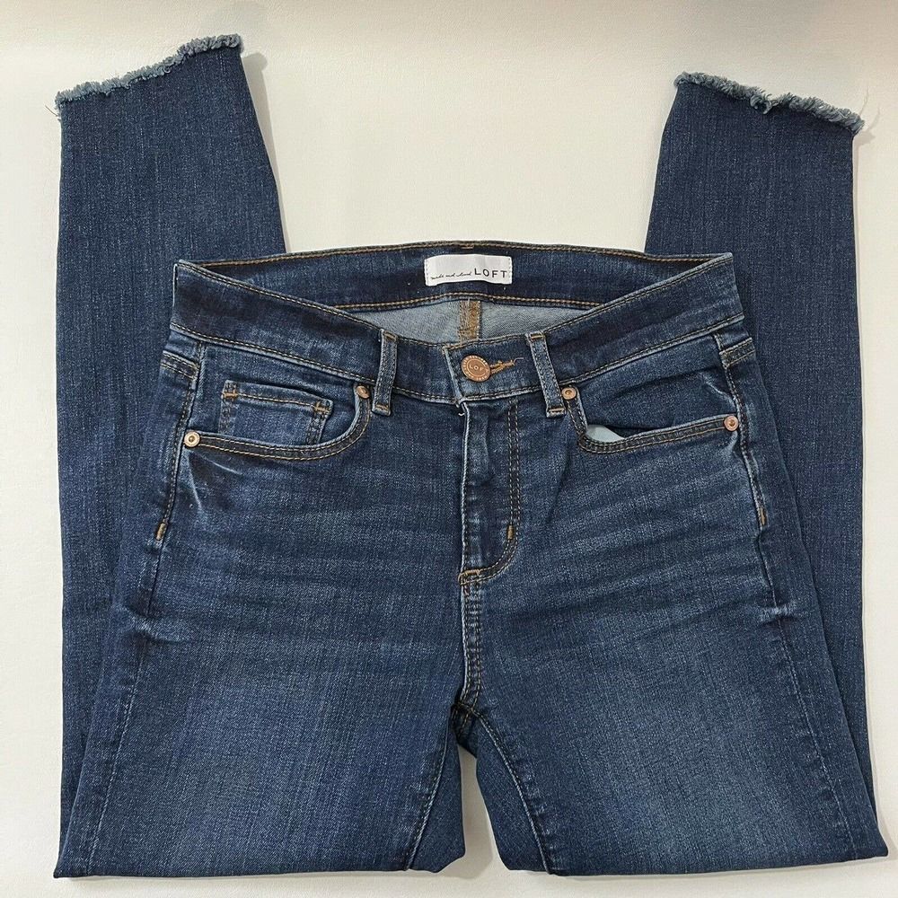 Ann Taylor Loft Womens Modern Skinny Jeans Size 26/2P Dark Wash Mid Rise Denim